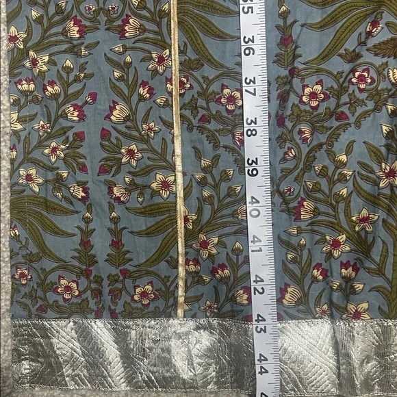 Maison Shefali Hand Block Print Dress - Small - Blue/White/Green Floral - Picture 7 of 11